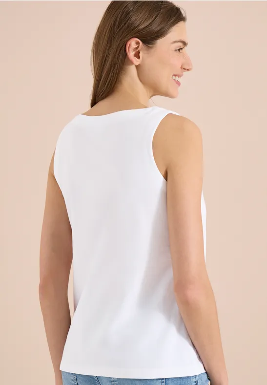 Cecil Damen Top mit Split Neck in Unifarbe in Weiß, Gr: 3XL