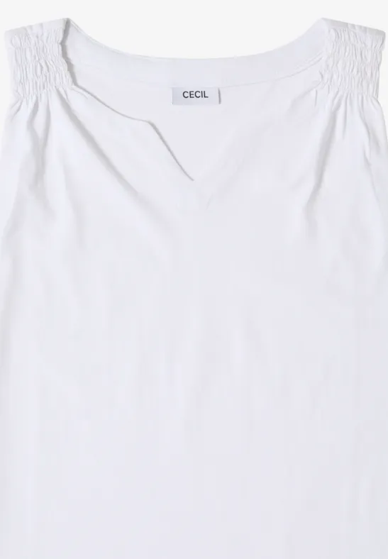 Cecil Damen Top mit Split Neck in Unifarbe in Weiß, Gr: 3XL