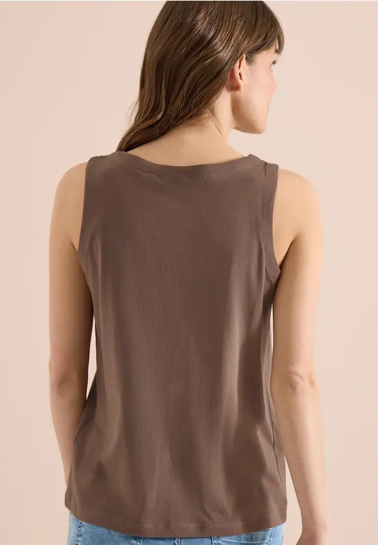 Cecil Damen Top mit Split Neck in Unifarbe in Beige, Gr: 3XL