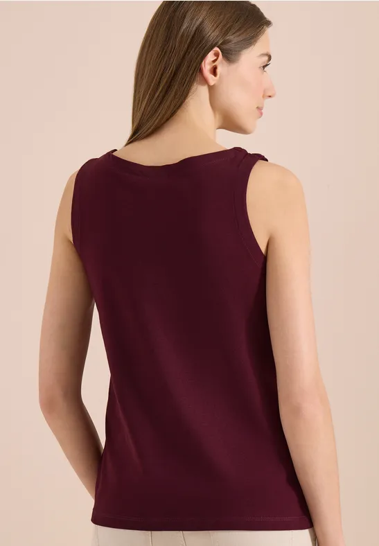 Cecil Damen Top mit Split Neck in Unifarbe in Rot, Gr: 3XL
