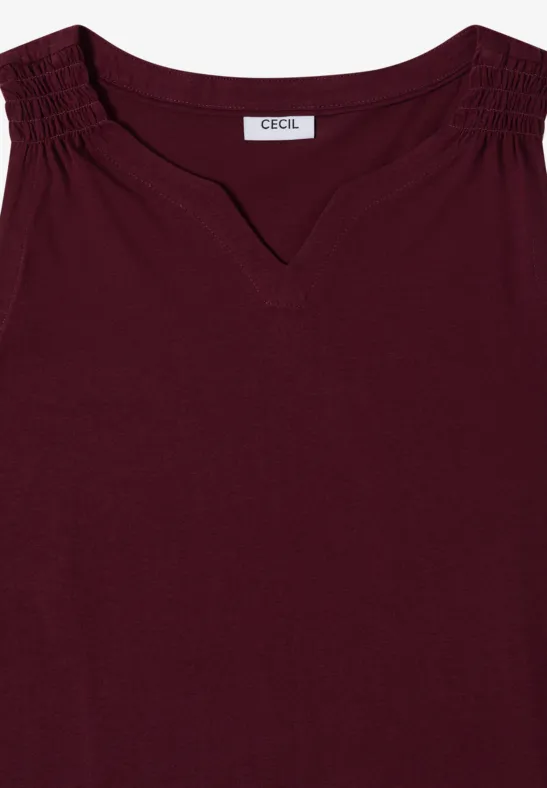 Cecil Damen Top mit Split Neck in Unifarbe in Rot, Gr: 3XL