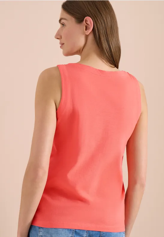 Cecil Damen Top mit Split Neck in Unifarbe in Orange, Gr: 3XL