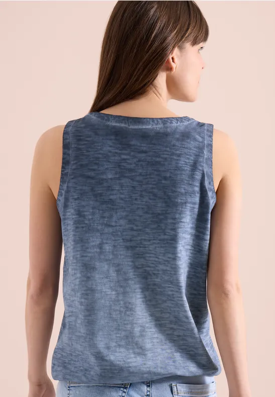 Cecil Damen Top aus Jersey im Garment Dye Look in Blau, Gr: 3XL