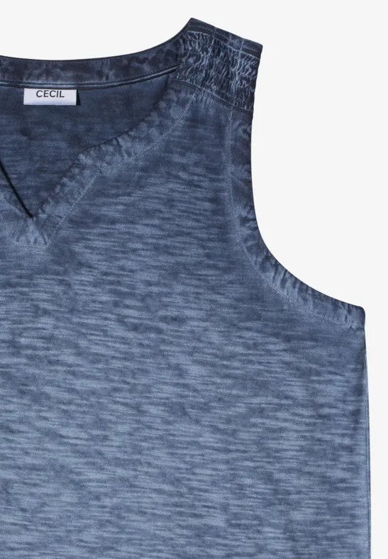 Cecil Damen Top aus Jersey im Garment Dye Look in Blau, Gr: 3XL