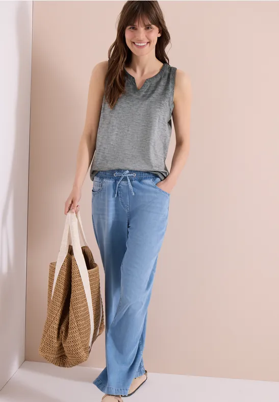 Cecil Damen Top aus Jersey im Garment Dye Look in Grau, Gr: 3XL