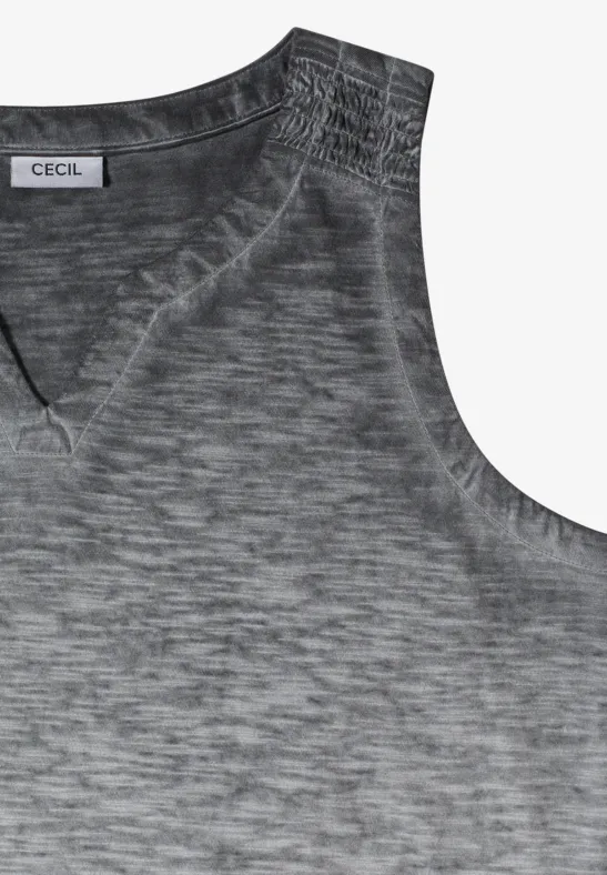 Cecil Damen Top aus Jersey im Garment Dye Look in Grau, Gr: 3XL