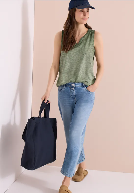 Cecil Damen Top aus Jersey im Garment Dye Look in Grün, Gr: 3XL