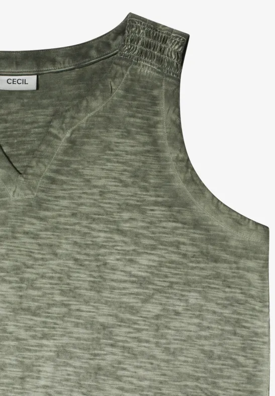 Cecil Damen Top aus Jersey im Garment Dye Look in Grün, Gr: 3XL