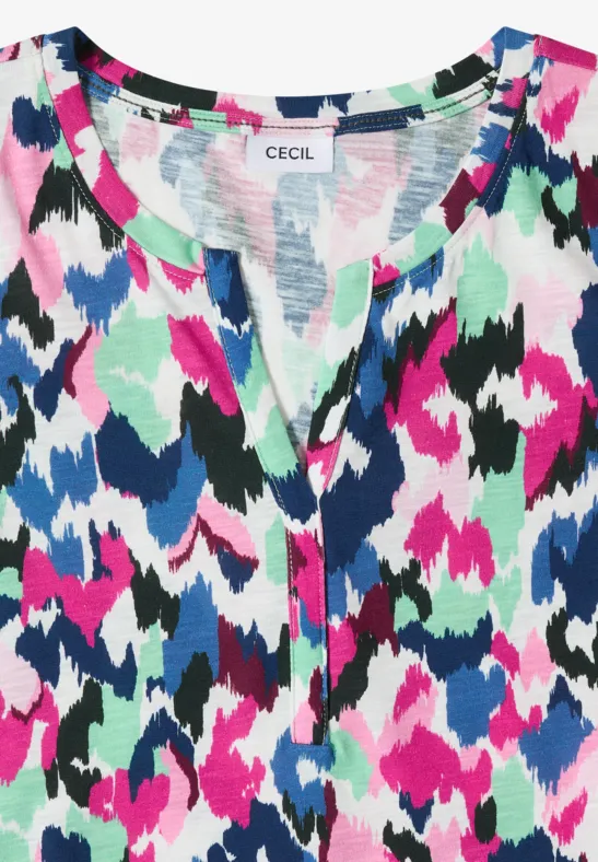 Cecil Damen Shirt mit Split Neck im Tunika-Look in Grün, Gr: 3XL