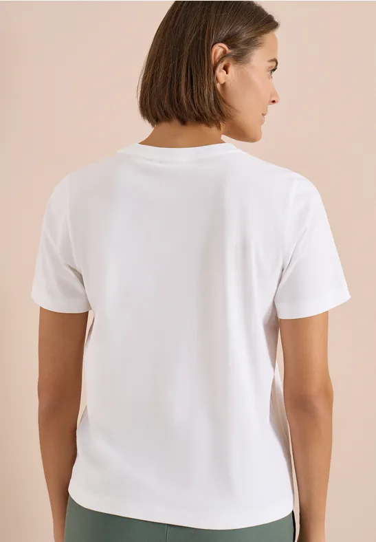 Cecil Damen T-Shirt mit Rundhals und Frontprint in Weiß, Gr: 3XL