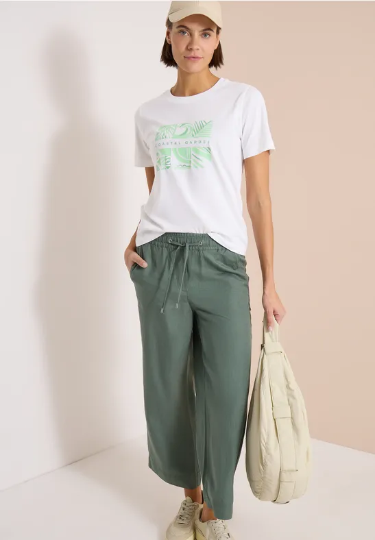 Cecil Damen T-Shirt mit Rundhals und Frontprint in Weiß, Gr: 3XL