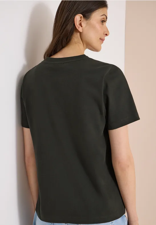 Cecil Damen T-Shirt mit Rundhals und Frontprint in Grün, Gr: 3XL