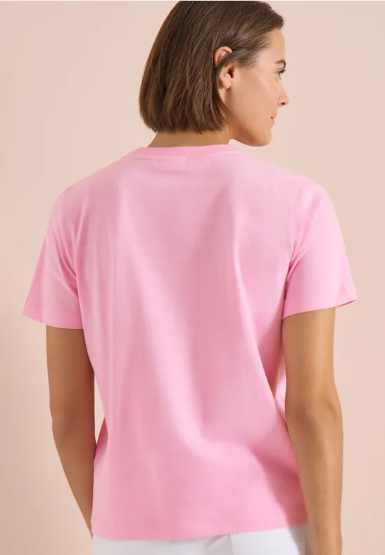 Cecil Damen T-Shirt mit Rundhals und Frontprint in Rosa, Gr: 3XL