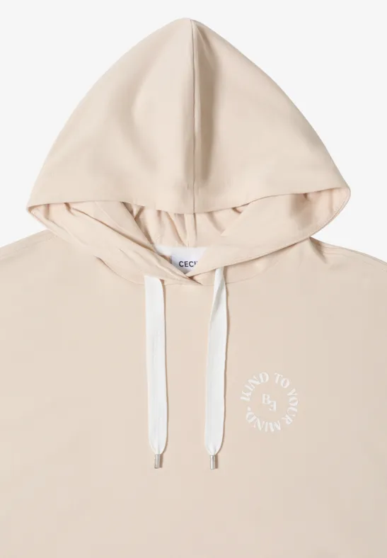 Cecil Damen T-Shirt mit Hoodie und Printdetail in Beige, Gr: L
