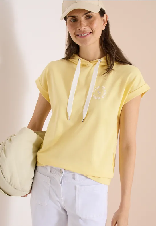Cecil Damen T-Shirt mit Hoodie und Printdetail in Gelb, Gr: L