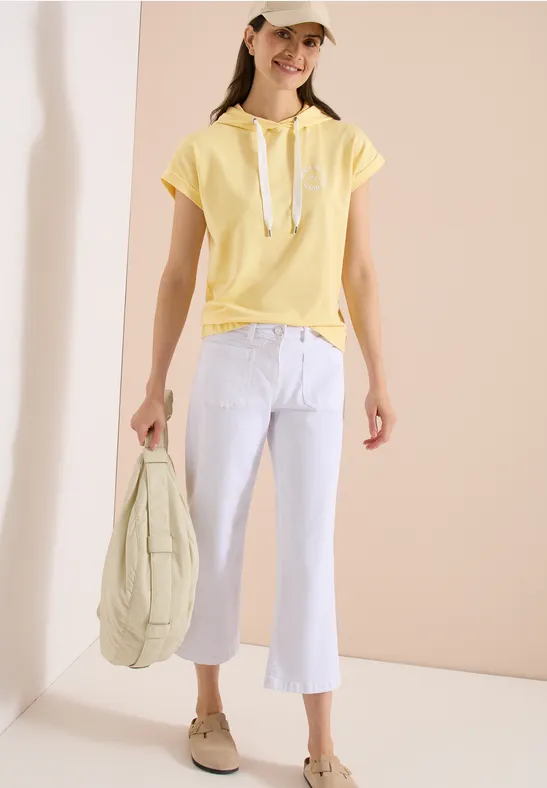Cecil Damen T-Shirt mit Hoodie und Printdetail in Gelb, Gr: L