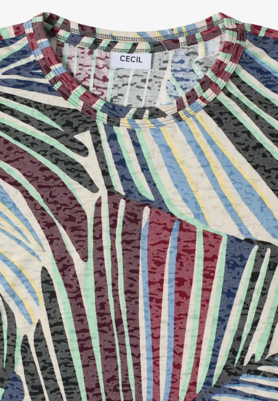 Cecil Damen T-Shirt im Ausbrenner-Look mit Print in Grün, Gr: L