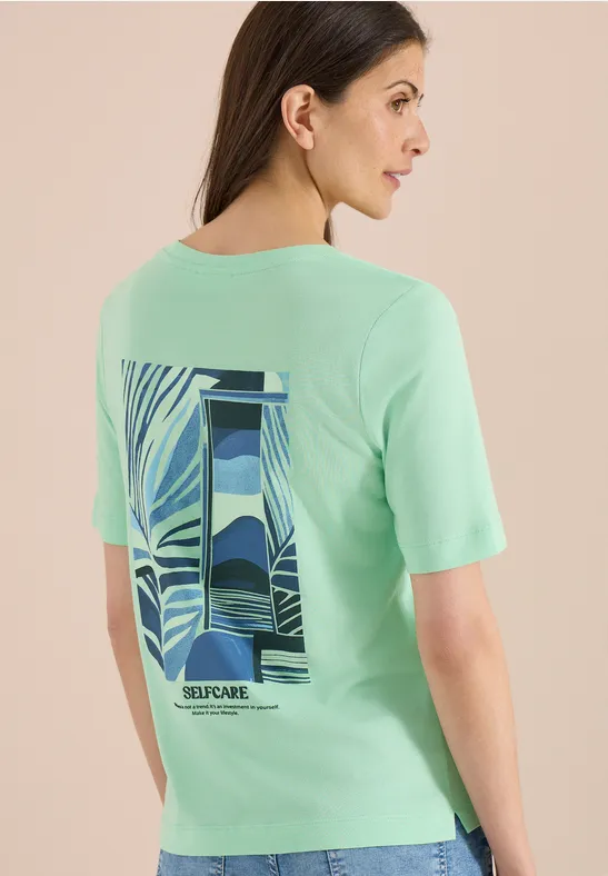 Cecil Damen T-Shirt mit Rundhals und Backprint in Grün, Gr: L