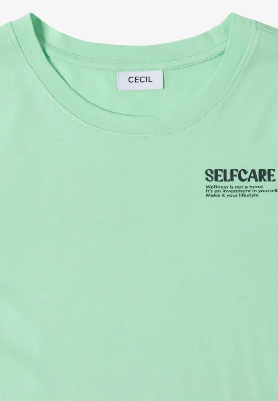 Cecil Damen T-Shirt mit Rundhals und Backprint in Grün, Gr: L