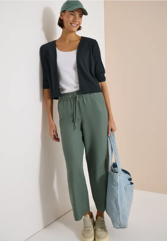 Cecil Damen Offene 3/4-Arm Jacke in Rippstruktur in Grün, Gr: L