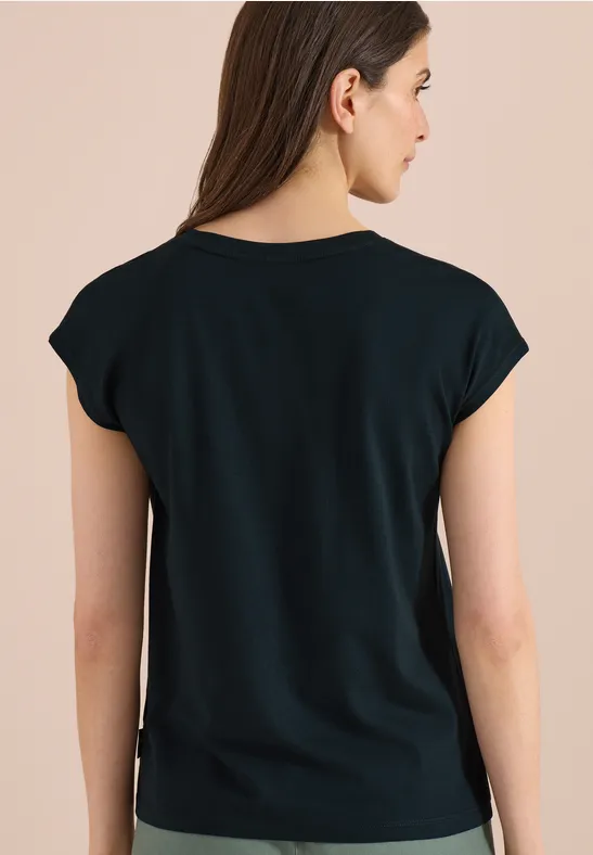 Cecil Damen T-Shirt mit Rundhals und Wording Artwork in Grün, Gr: L