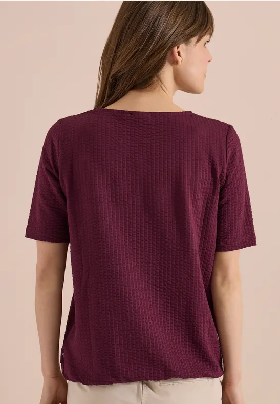 Cecil Damen T-Shirt in Seersucker-Qualität in Rot, Gr: L