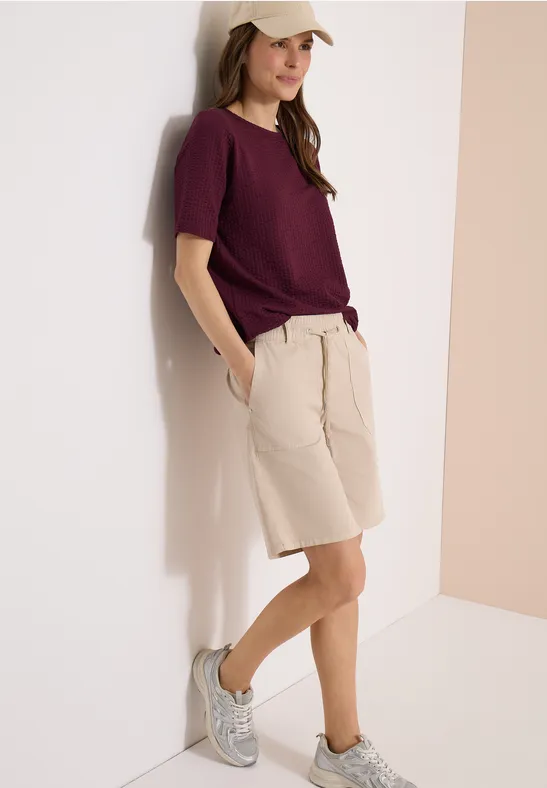 Cecil Damen T-Shirt in Seersucker-Qualität in Rot, Gr: L