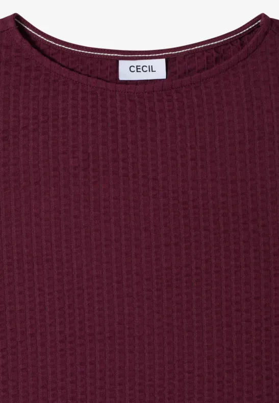 Cecil Damen T-Shirt in Seersucker-Qualität in Rot, Gr: L