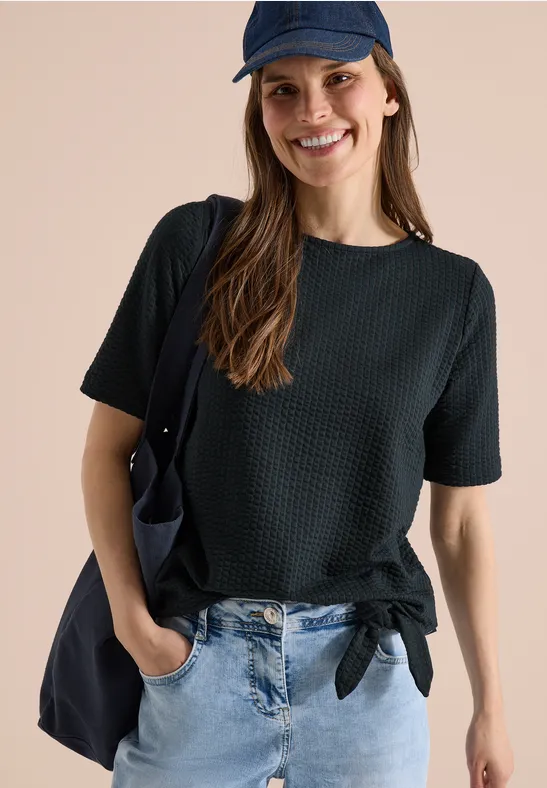 Cecil Damen T-Shirt in Seersucker-Qualität in Grün, Gr: L