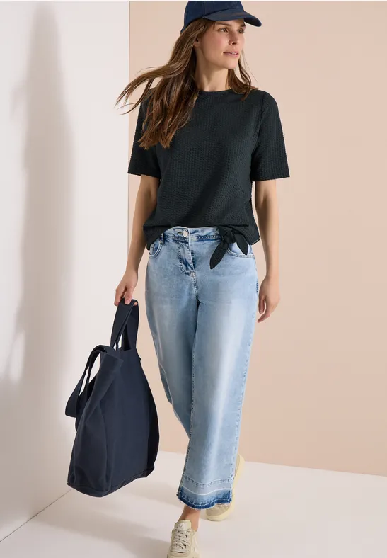 Cecil Damen T-Shirt in Seersucker-Qualität in Grün, Gr: L