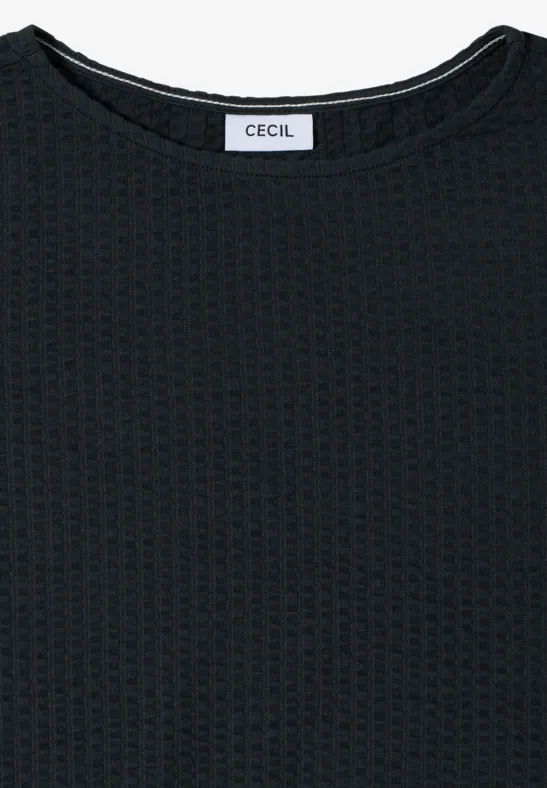 Cecil Damen T-Shirt in Seersucker-Qualität in Grün, Gr: L