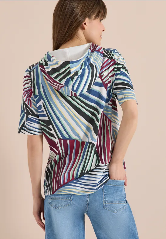 Cecil Damen T-Shirt mit Hoodie und Grafikprint in Grün, Gr: L