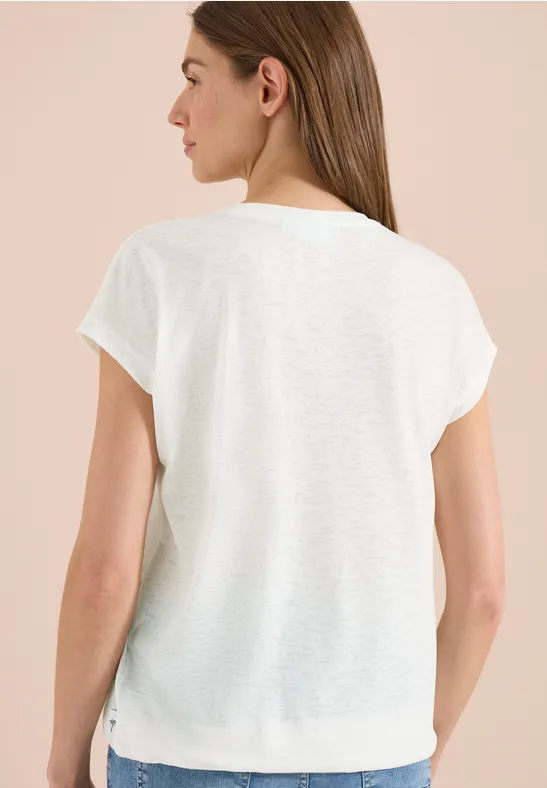 Cecil Damen T-Shirt mit Rundhals und Frontprint in Weiß, Gr: L