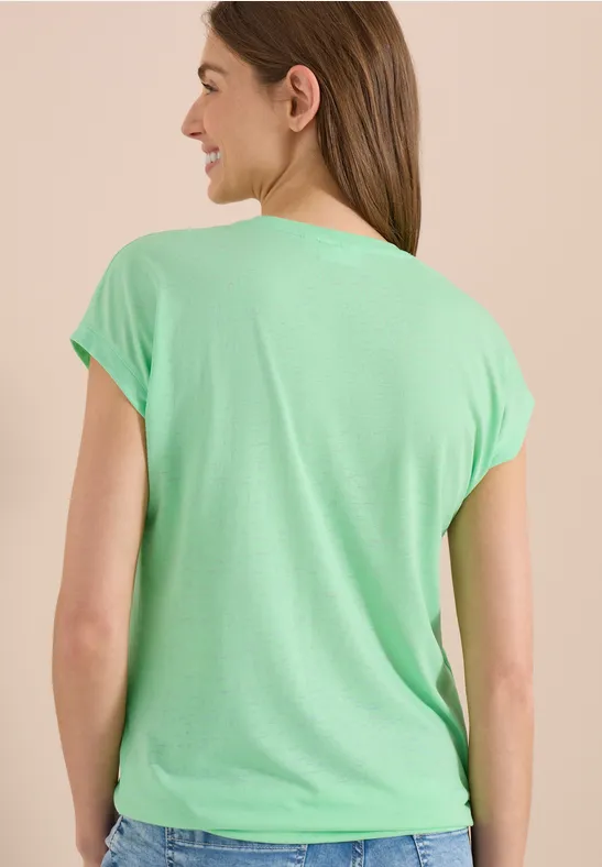 Cecil Damen T-Shirt mit Rundhals und Frontprint in Grün, Gr: L