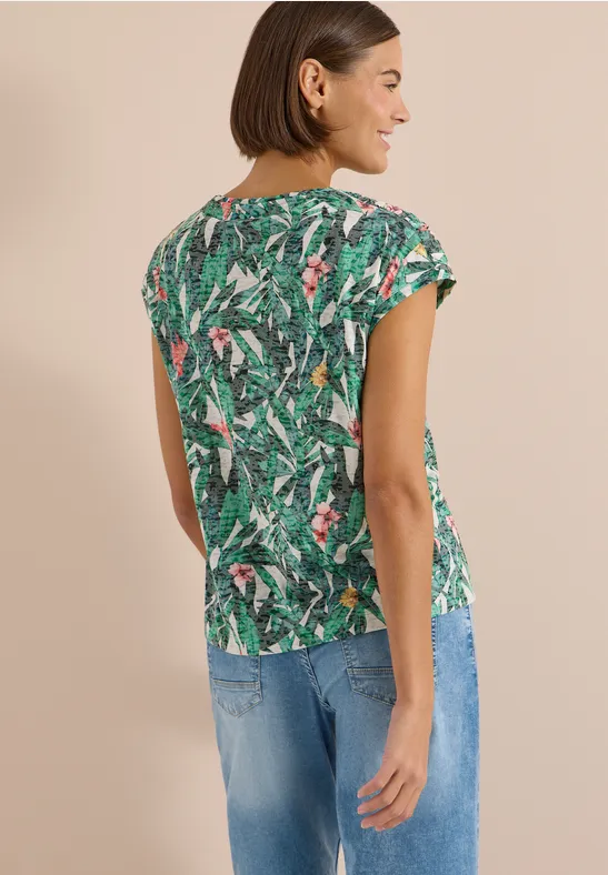 Cecil Damen T-Shirt im Ausbrenner-Look in Grün, Gr: 3XL