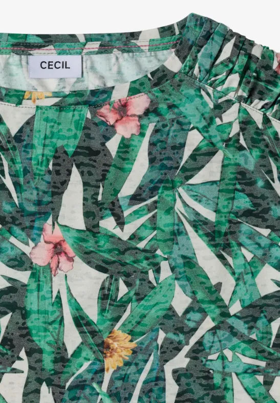 Cecil Damen T-Shirt im Ausbrenner-Look in Grün, Gr: 3XL
