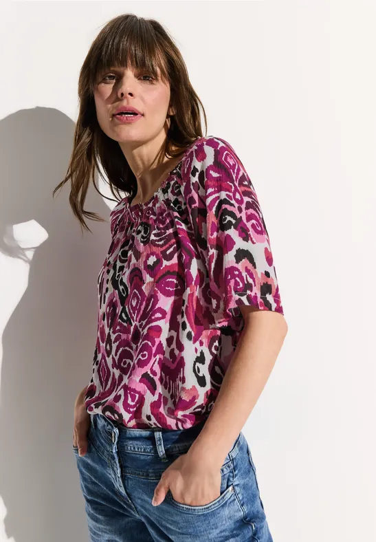 Cecil Damen Print Carmen Bluse in Pink, Gr: M