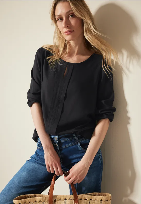 Cecil Damen Materialmix-Bluse in Schwarz, Gr: S
