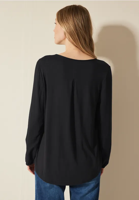 Cecil Damen Materialmix-Bluse in Schwarz, Gr: S