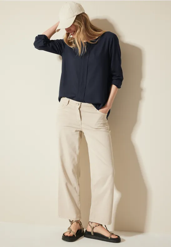 Cecil Damen Materialmix-Bluse in Blau, Gr: S