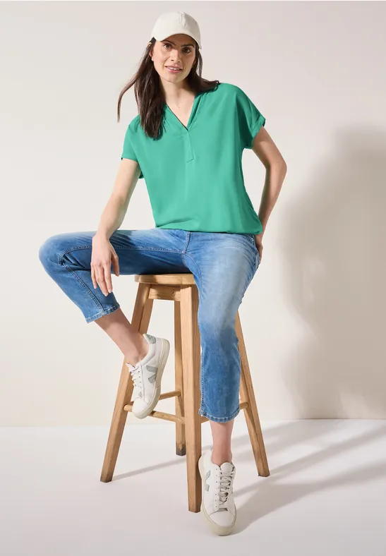 Cecil Damen Bluse in Unifarbe in Grün, Gr: XL