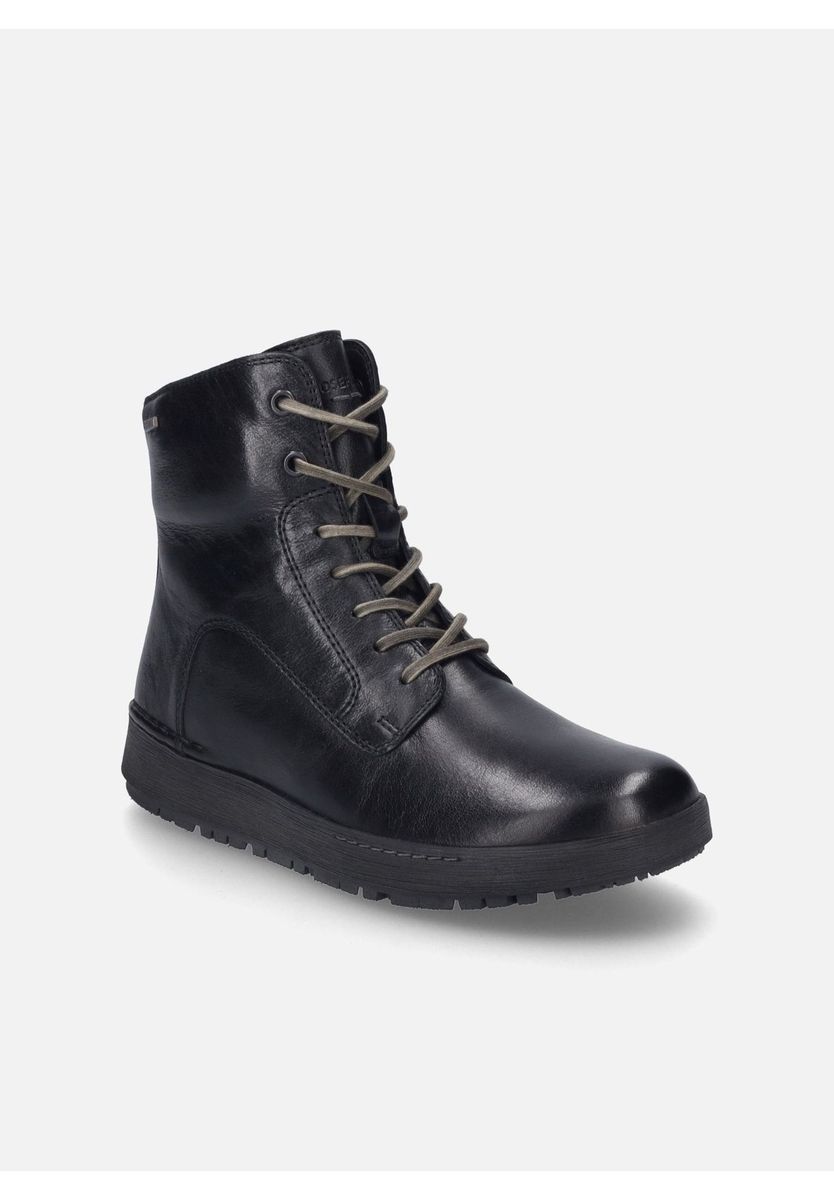 Schwarze Leder-Schnürstiefelette