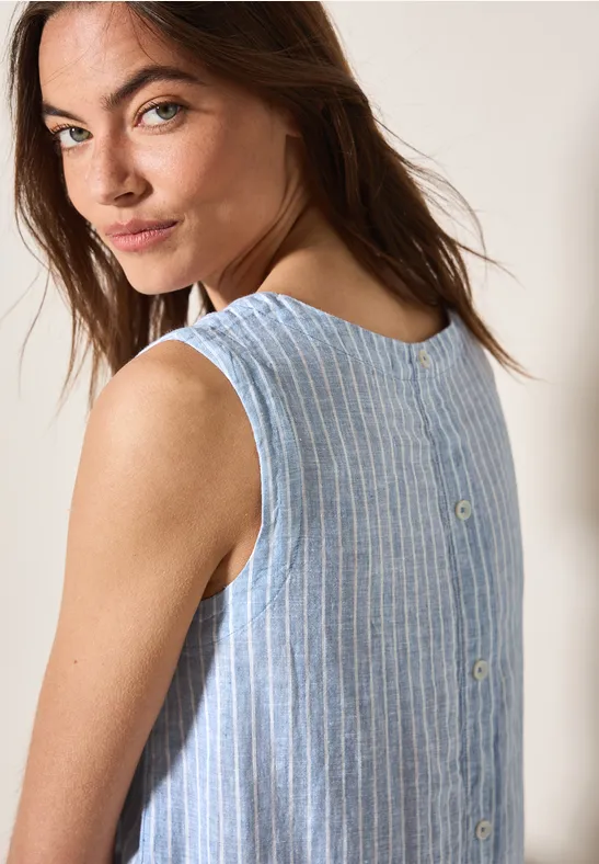 Cecil Damen Gestreiftes Leinen-Top in Blau, Gr: L