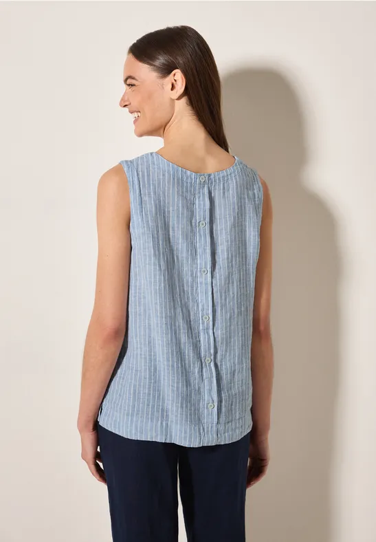 Cecil Damen Gestreiftes Leinen-Top in Blau, Gr: L