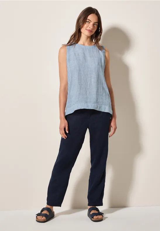 Cecil Damen Gestreiftes Leinen-Top in Blau, Gr: L