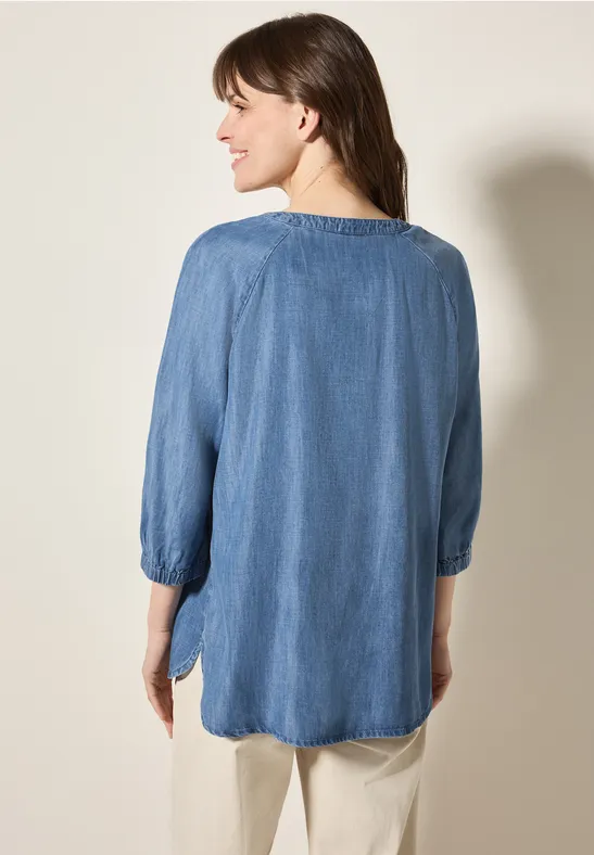 Cecil Damen Raglan Lyocell Bluse in Blau, Gr: XXL