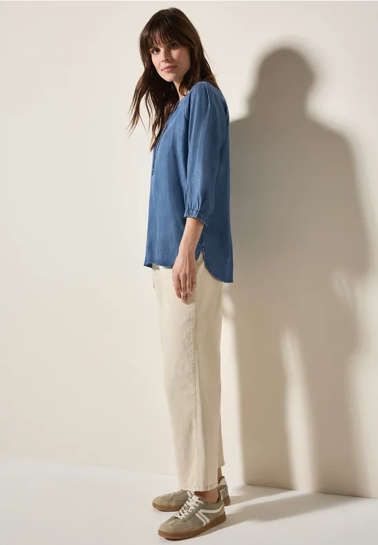 Cecil Damen Raglan Lyocell Bluse in Blau, Gr: XXL