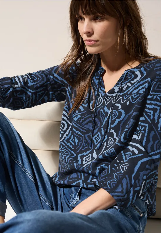 Cecil Damen Bedruckte Bluse in Blau, Gr: XS