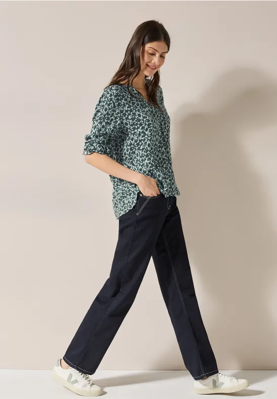 Cecil Damen Print-Bluse mit Glitzer in Grün, Gr: L