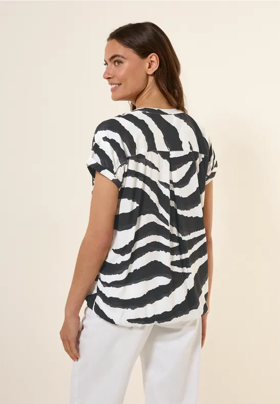 Cecil Damen Blusenshirt mit Zebra Print in Grau, Gr: XL
